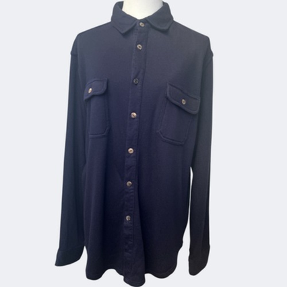 Bleusalt Shirt Womens Size‎ 3 Navy Blue Modal Fleece Button Shacket Relaxed Cozy